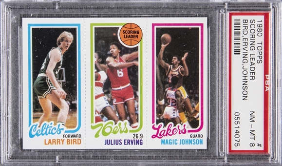 1980-81 Topps Larry Bird/Magic Johnson Rookie Card – PSA NM-MT 8